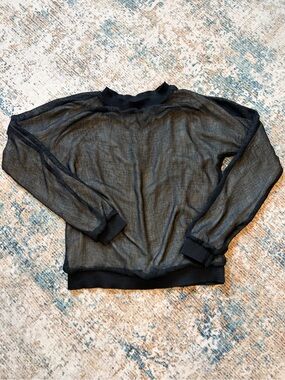 Zara Sheer Black Long-Sleeve Pullover Sweatshirt